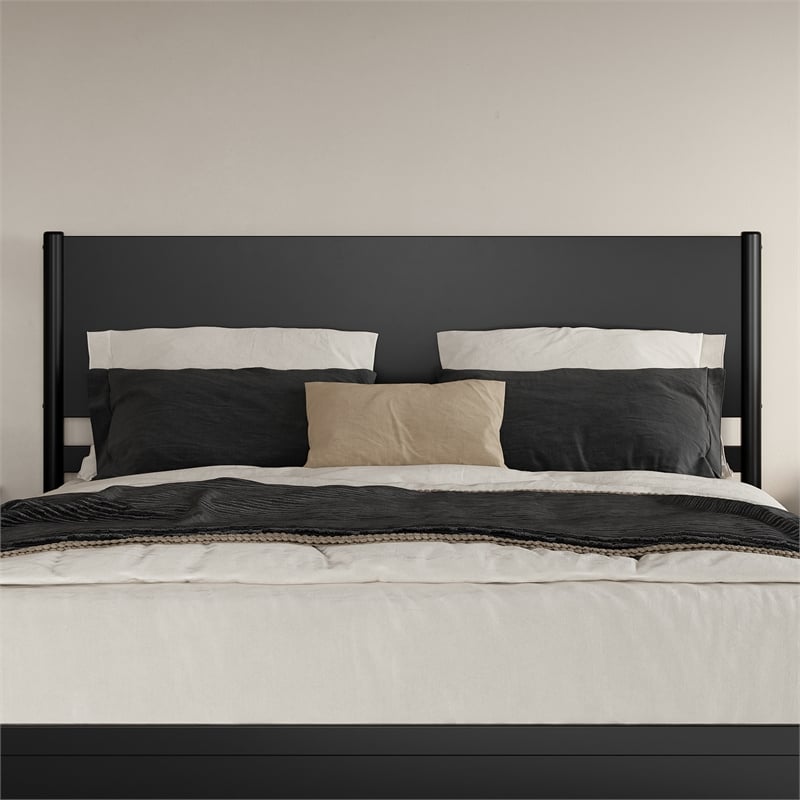 Pasadena King Solid Wood Panel Headboard in Black