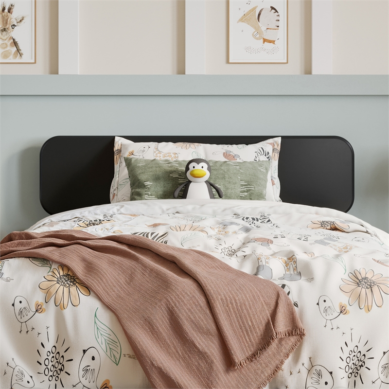 Florence Twin Solid Wood Headboard in Black
