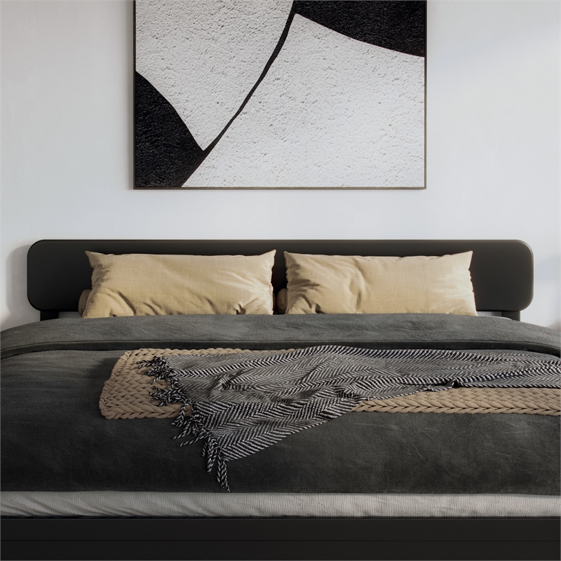 Florence King Solid Wood Headboard in Black