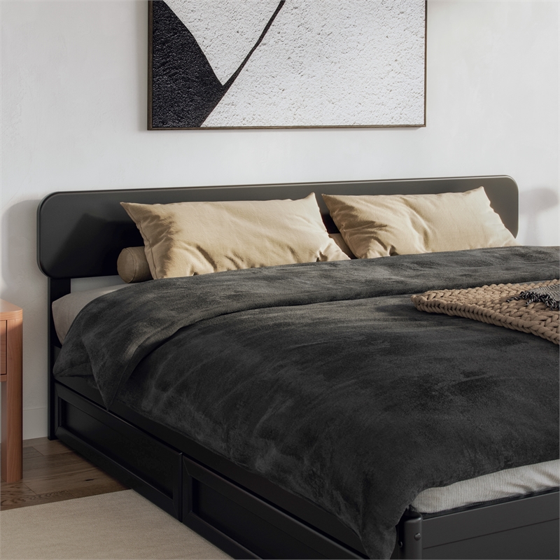 Florence King Solid Wood Headboard in Black