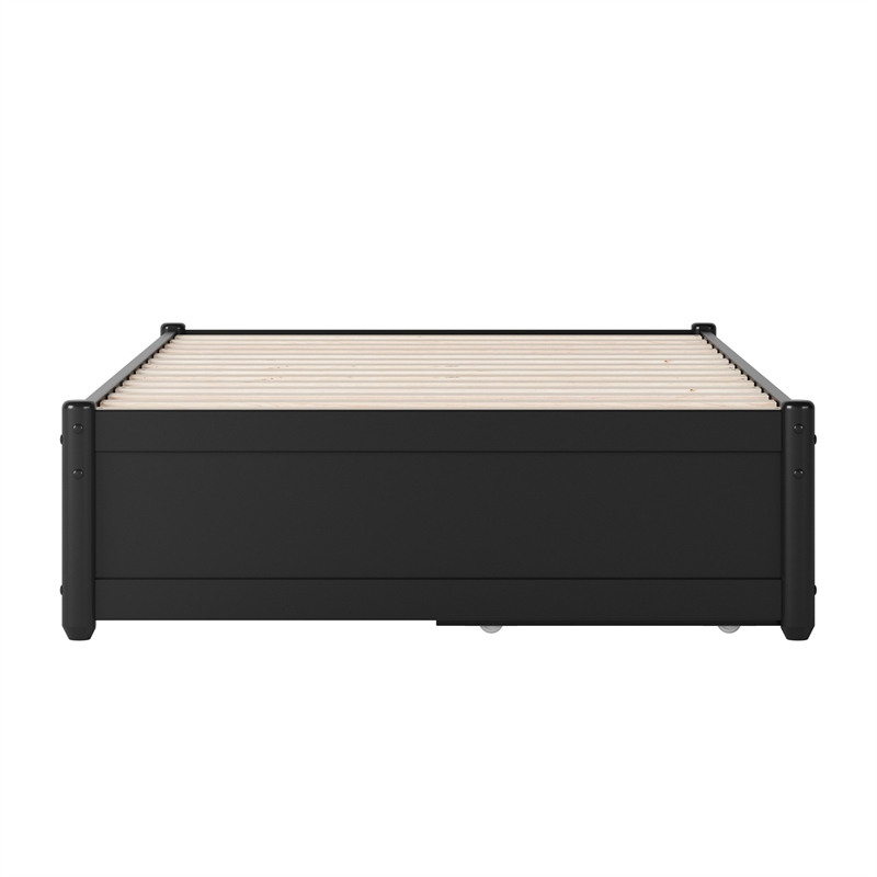 Barcelona Twin XL Panel Platform Bed with 2 Storage Drawers in Black