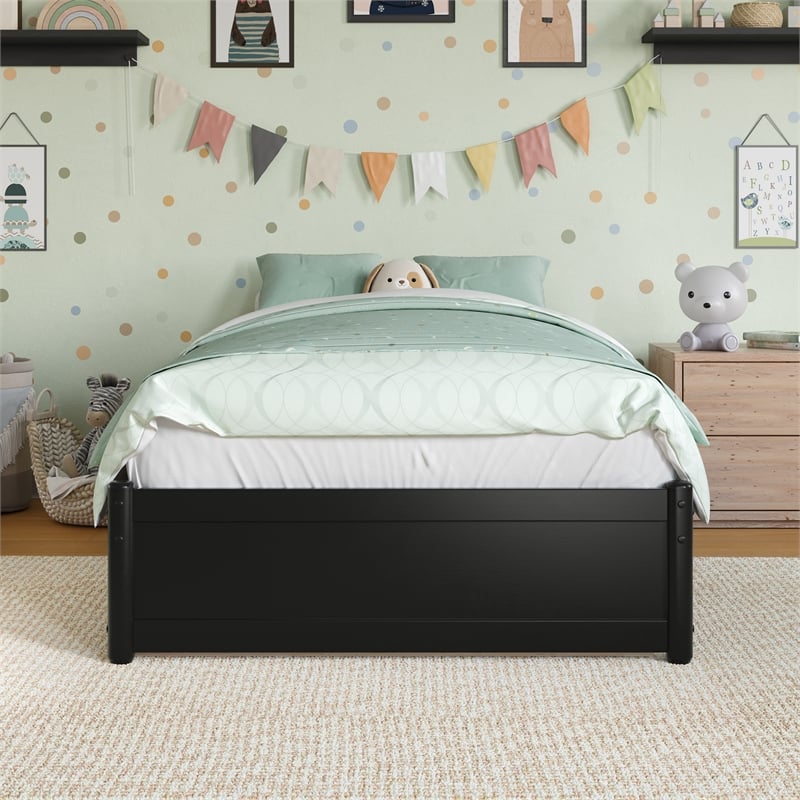 Barcelona Twin Panel Platform Bed with 2 Storage Drawers in Black
