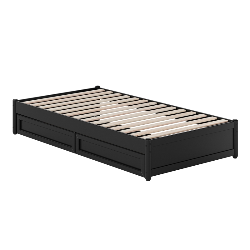 Barcelona Twin Panel Platform Bed with 2 Storage Drawers in Black