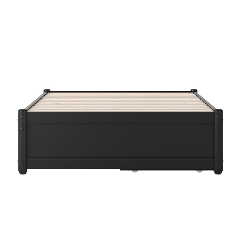 Barcelona Twin Panel Platform Bed with 2 Storage Drawers in Black