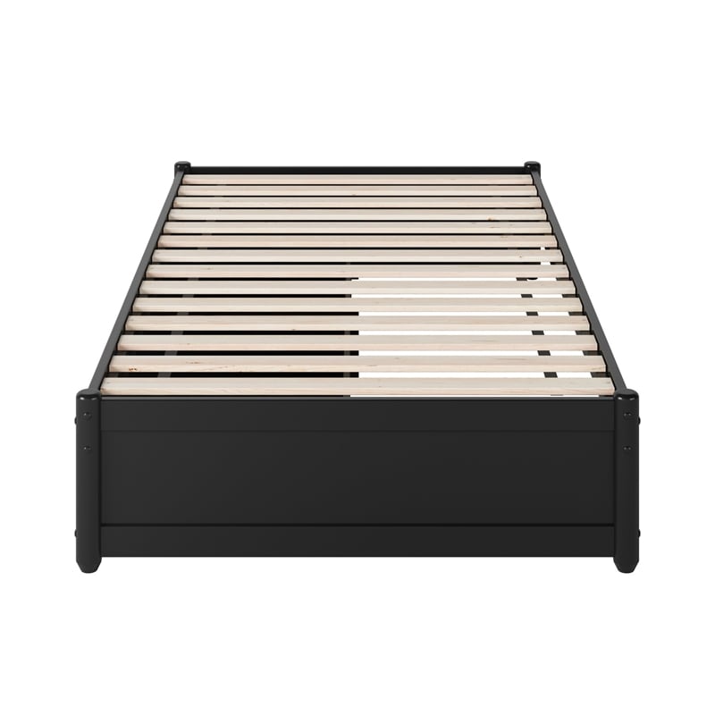 Barcelona Twin Panel Platform Bed with 2 Storage Drawers in Black