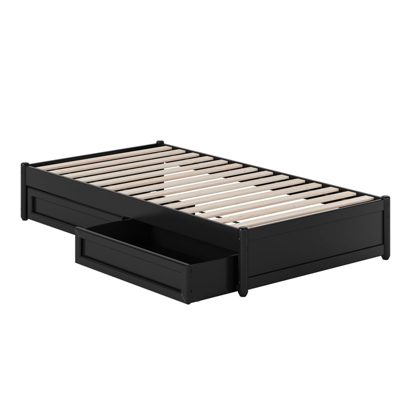 Barcelona Twin Panel Platform Bed with 2 Storage Drawers in Black