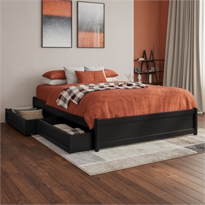 Barcelona Full Panel Platform Bed with 2 Storage Drawers in Black