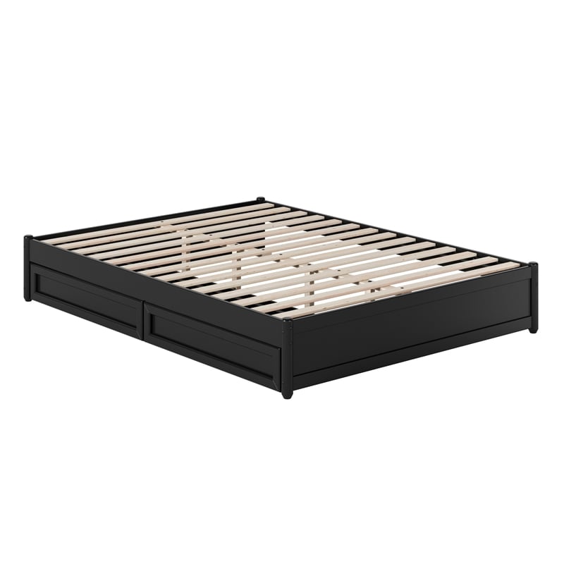 Barcelona Queen Panel Platform Bed with 2 Storage Drawers in Black