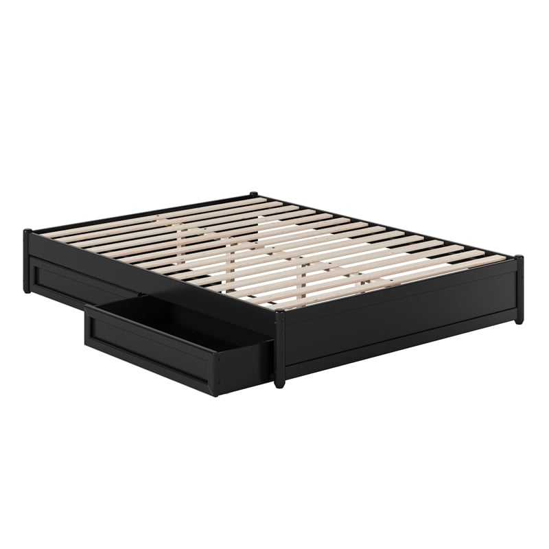 Barcelona Queen Panel Platform Bed with 2 Storage Drawers in Black