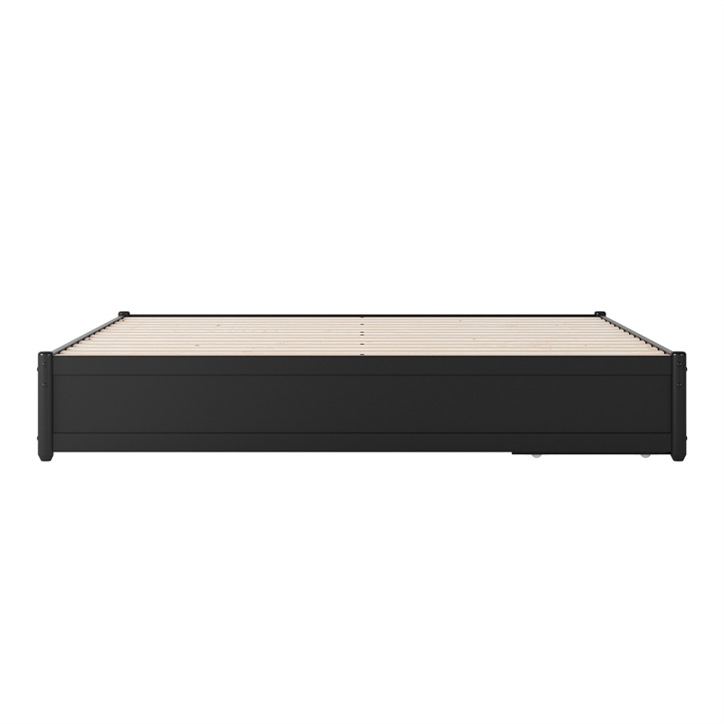 Barcelona King Panel Platform Bed with 2 Storage Drawers in Black