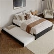 Barcelona Queen Solid Wood Panel Platform Bed with Twin XL Trundle in Black