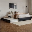 Barcelona Queen Solid Wood Panel Platform Bed with Twin XL Trundle in Black