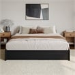 Barcelona King Solid Wood Panel Platform Bed with Twin XL Trundle in Black