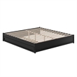 Barcelona King Solid Wood Panel Platform Bed with Twin XL Trundle in Black