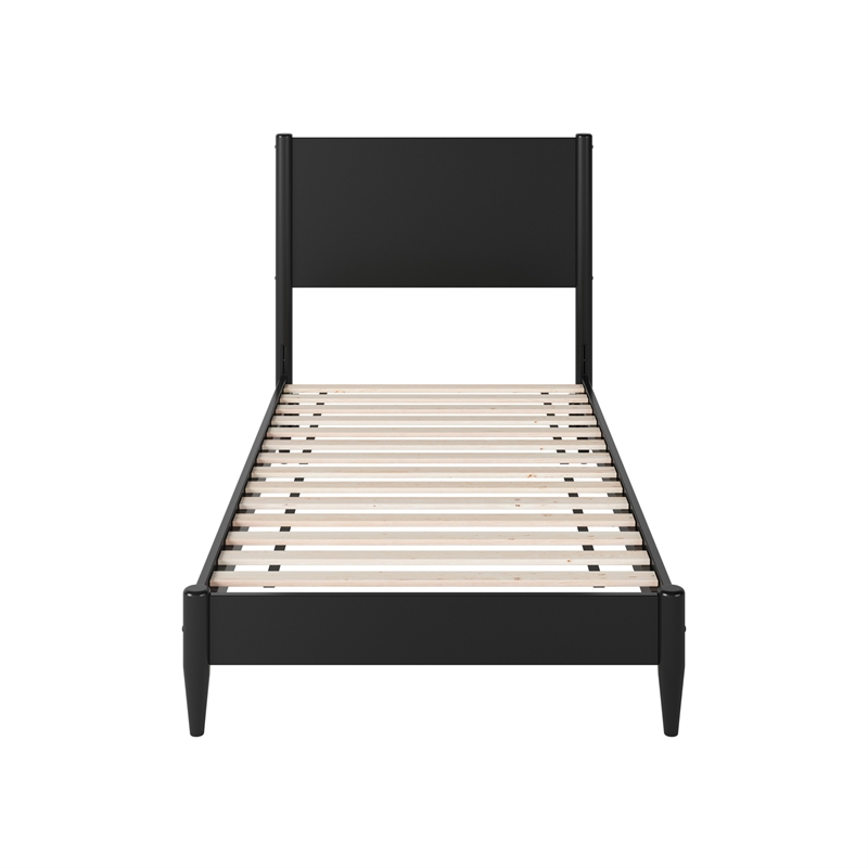 Pasadena Twin XL Solid Wood Low Profile Platform Bed in Black