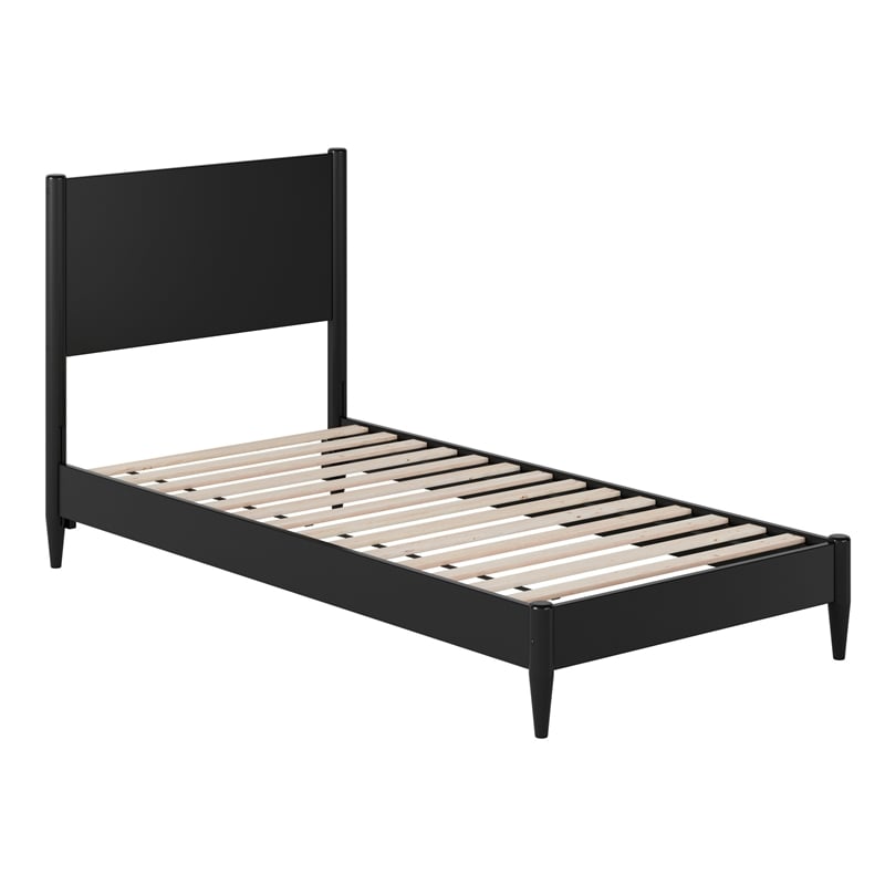 Pasadena Twin XL Solid Wood Low Profile Platform Bed in Black