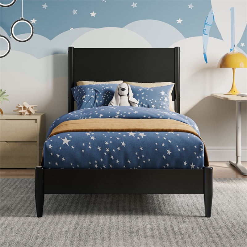 Pasadena Twin Solid Wood Low Profile Platform Bed in Black