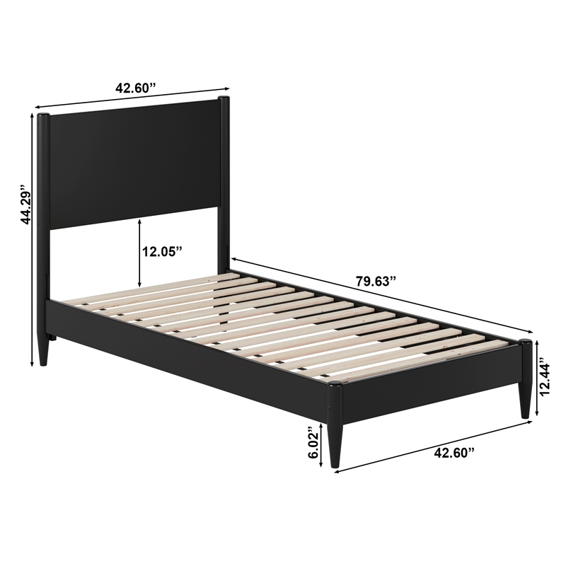 Pasadena Twin Solid Wood Low Profile Platform Bed in Black