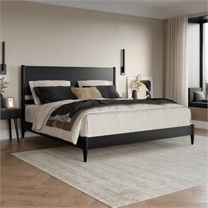 Pasadena King Solid Wood Low Profile Platform Bed in Black