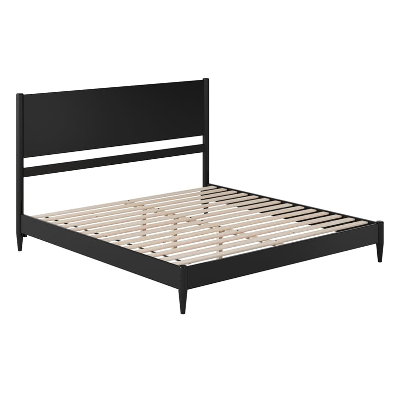 Pasadena King Solid Wood Low Profile Platform Bed in Black