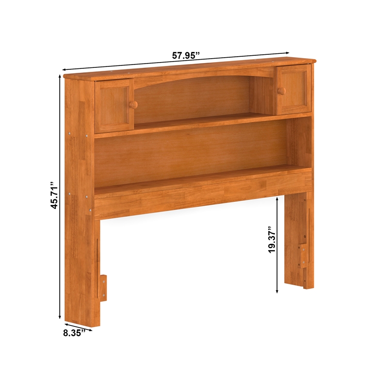 AFI Newport Full Solid Wood Bookcase Headboard in Light Toffee