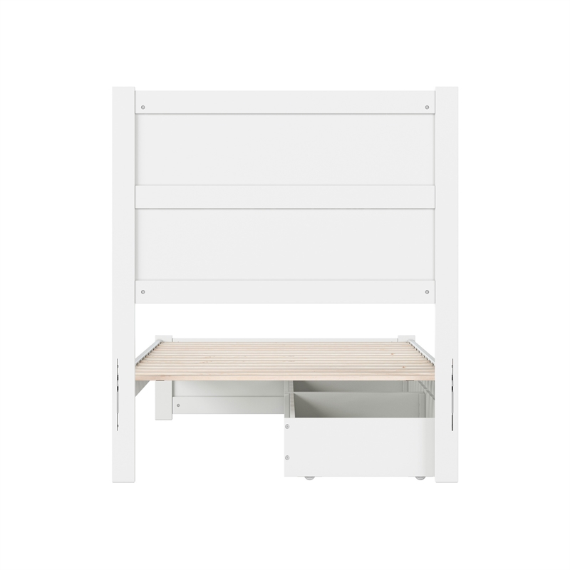 Aveline Twin XL Platform Bed with Matching Footboard & Drawers in White