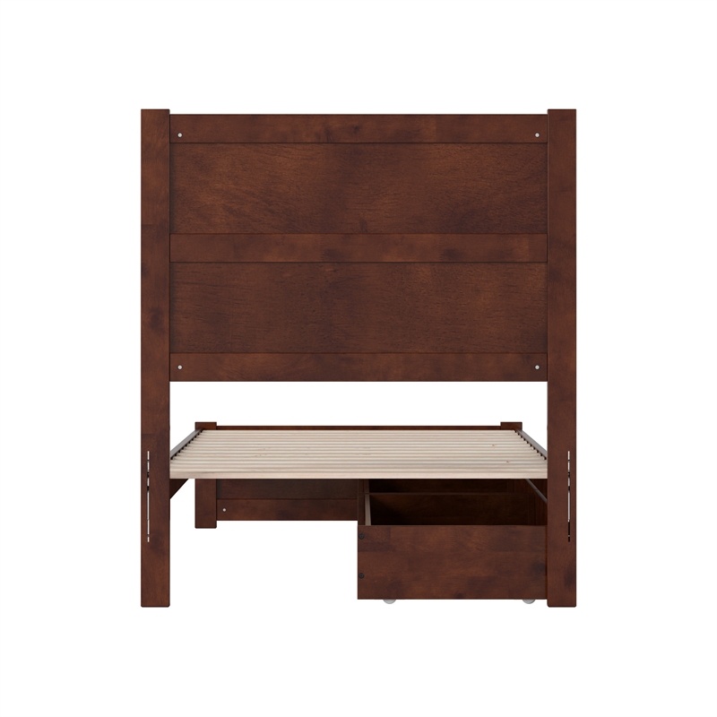 Aveline Twin XL Platform Bed with Matching Footboard & Drawers in Walnut