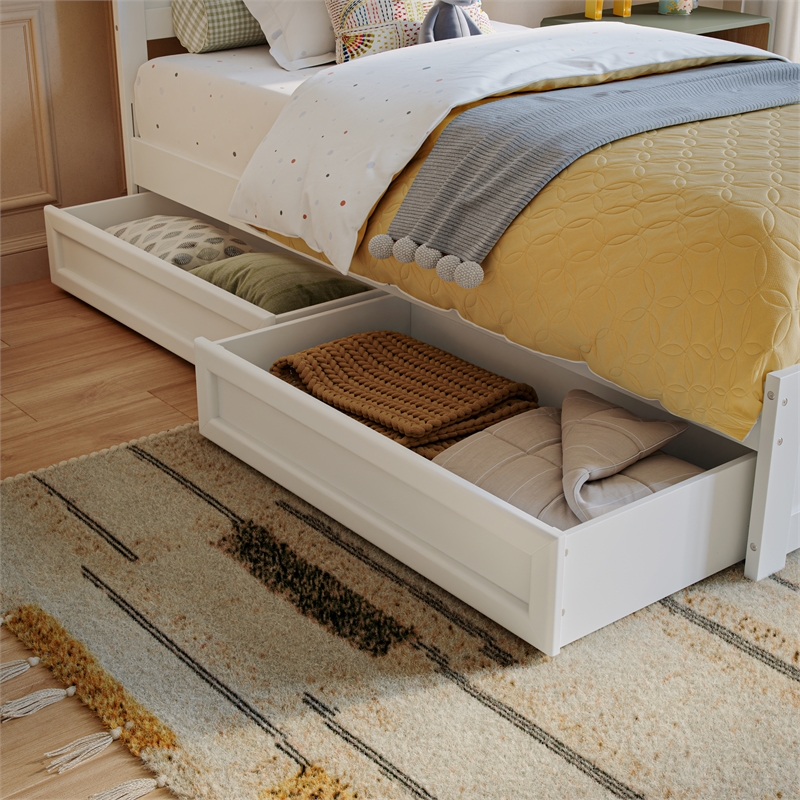Aveline Twin Platform Bed with Matching Footboard & Drawers in White