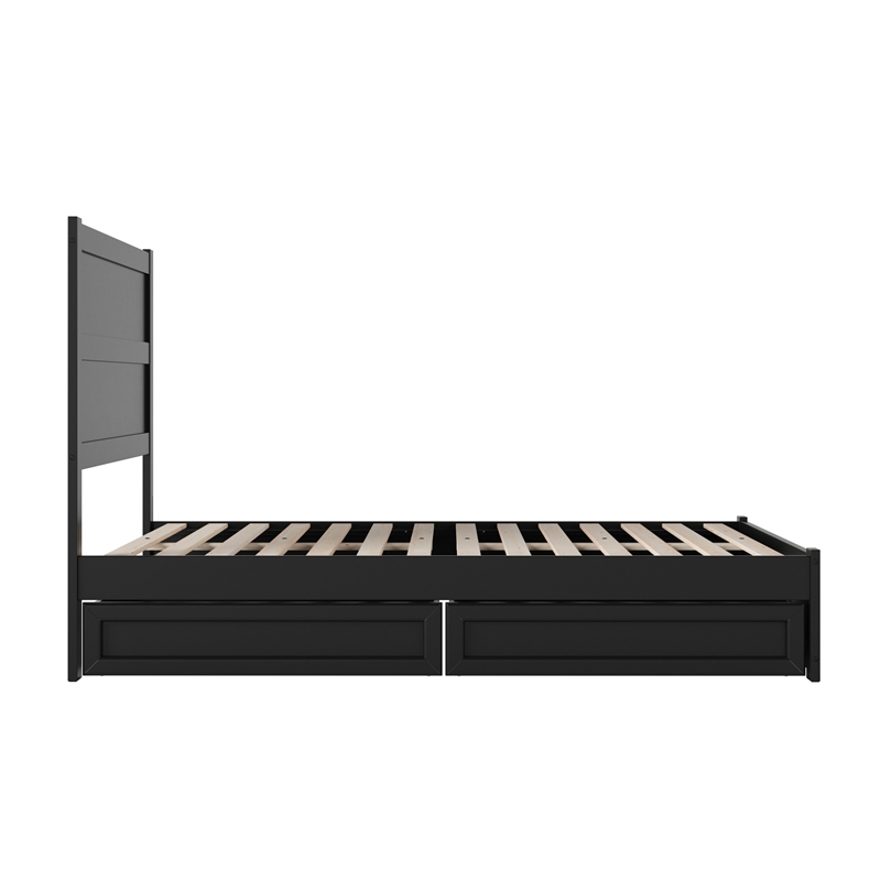 Aveline Full Platform Bed with Matching Footboard & Drawers in Black