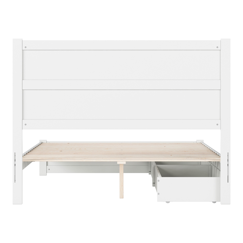 Aveline Queen Platform Bed with Matching Footboard & Drawers in White