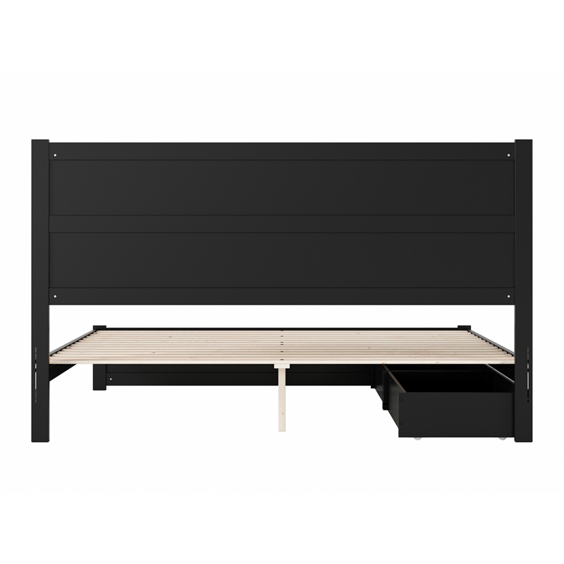 Aveline King Platform Bed with Matching Footboard & Drawers in Black