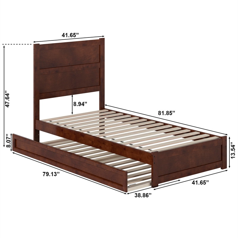 Aveline Twin XL Platform Bed with Matching Footboard & Twin XL Trundle in Walnut