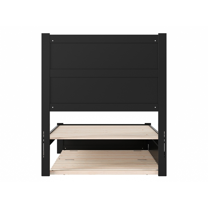 Aveline Twin XL Platform Bed with Matching Footboard & Twin XL Trundle in Black