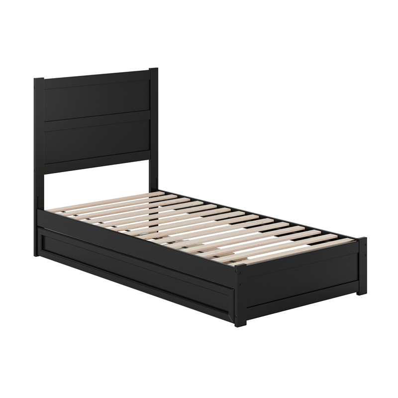 Aveline Twin XL Platform Bed with Matching Footboard & Twin XL Trundle in Black