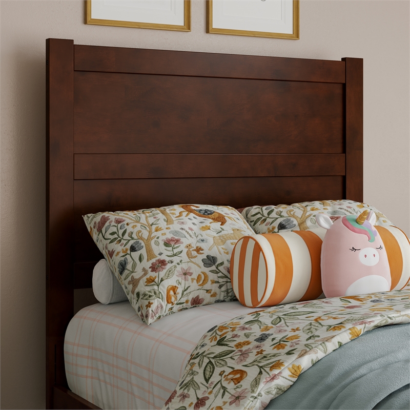 Aveline Twin Platform Bed with Matching Footboard & Twin Trundle in Walnut