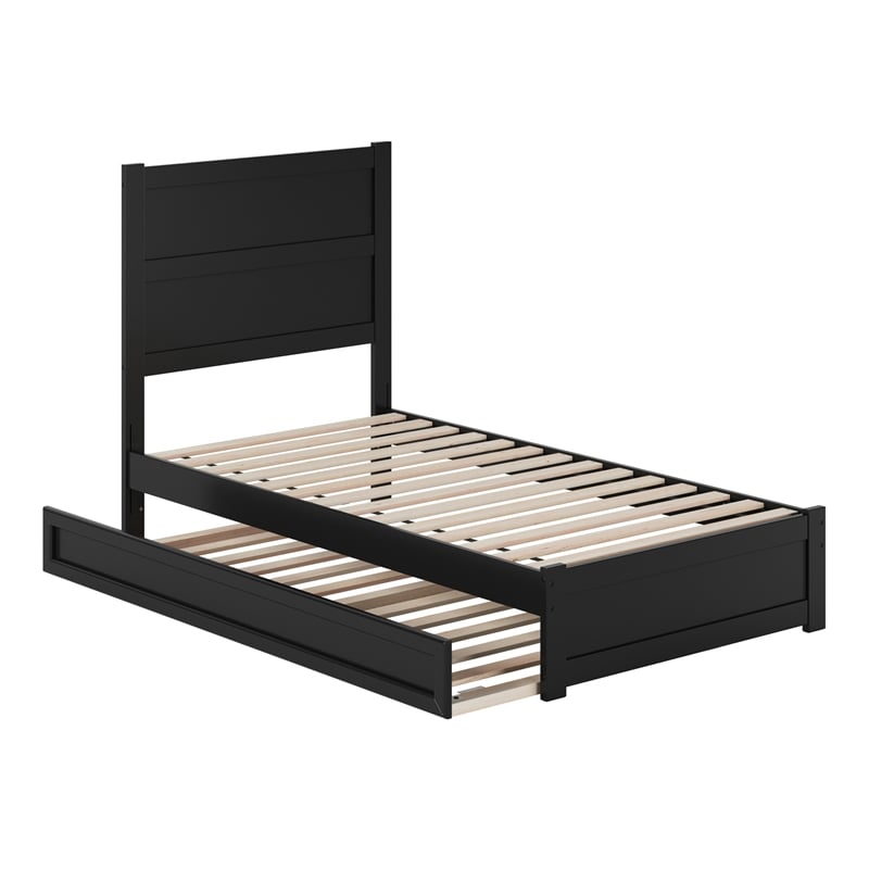 Aveline Twin Platform Bed with Matching Footboard & Twin Trundle in Black