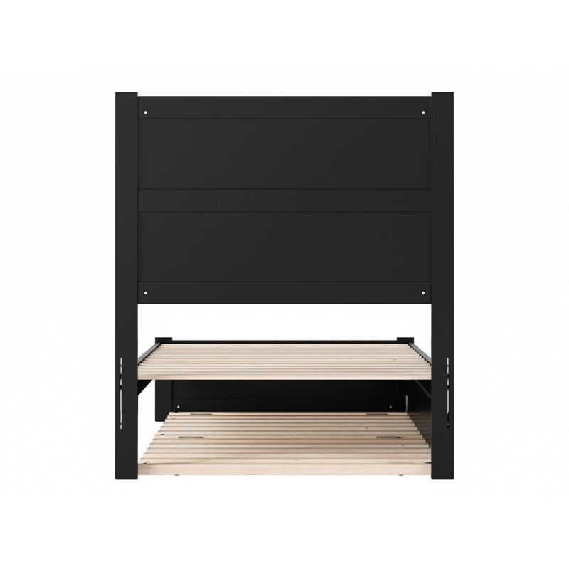 Aveline Twin Platform Bed with Matching Footboard & Twin Trundle in Black