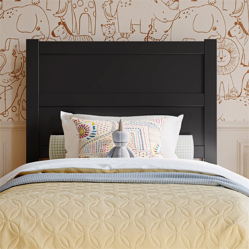 Aveline Twin Platform Bed with Matching Footboard & Twin Trundle in Black