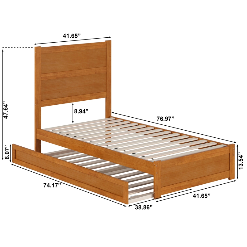 Aveline Twin Platform Bed with Matching Footboard & Twin Trundle in Light Toffee