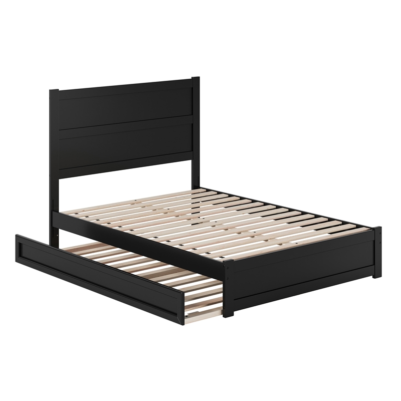 Aveline Full Platform Bed with Matching Footboard & Twin Trundle in Walnut
