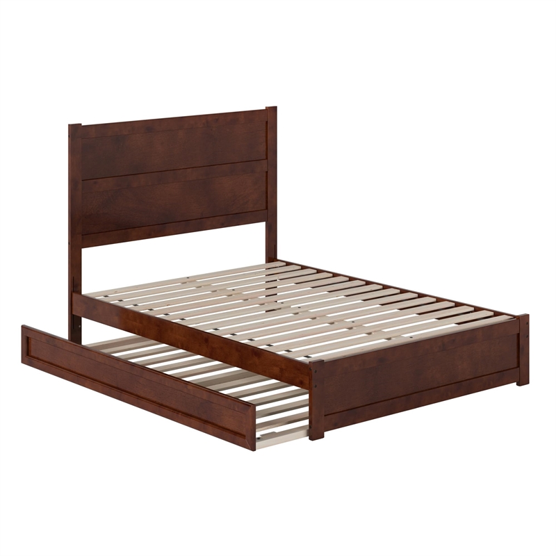 Aveline Full Platform Bed with Matching Footboard & Twin Trundle in Walnut