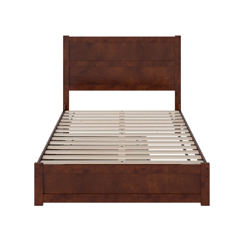 Aveline Full Platform Bed with Matching Footboard & Twin Trundle in Walnut