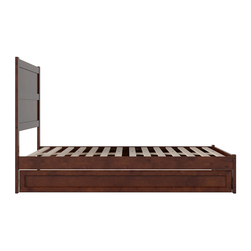 Aveline Full Platform Bed with Matching Footboard & Twin Trundle in Walnut