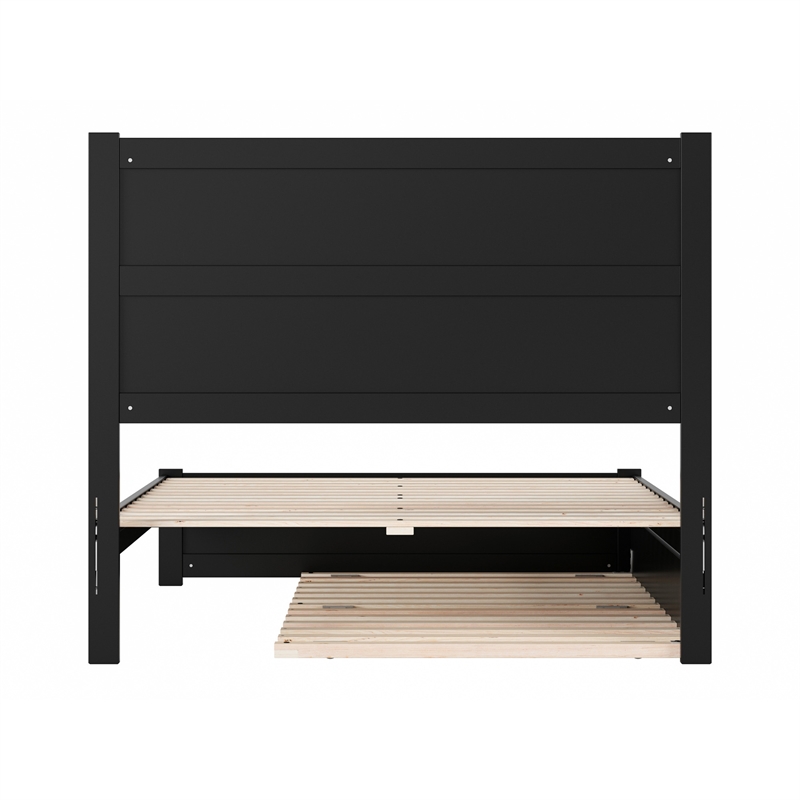 Aveline Full Platform Bed with Matching Footboard & Twin Trundle in Walnut