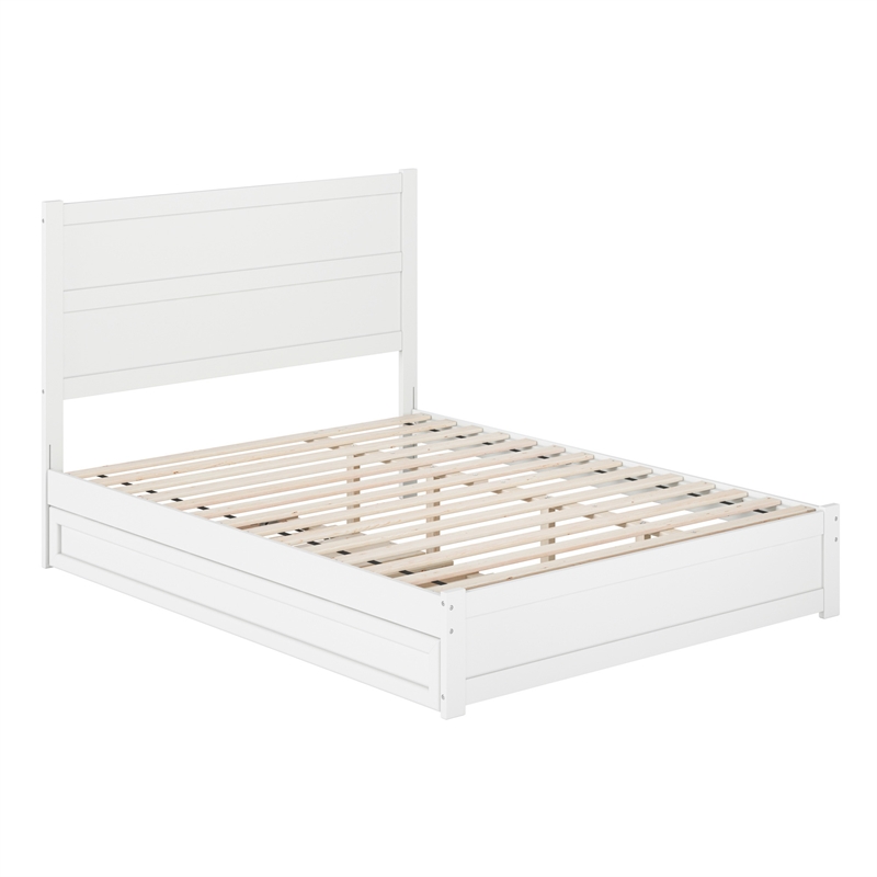 Aveline Queen Platform Bed with Matching Footboard & Twin XL Trundle in White