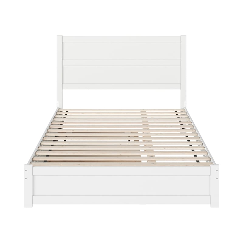 Aveline Queen Platform Bed with Matching Footboard & Twin XL Trundle in White
