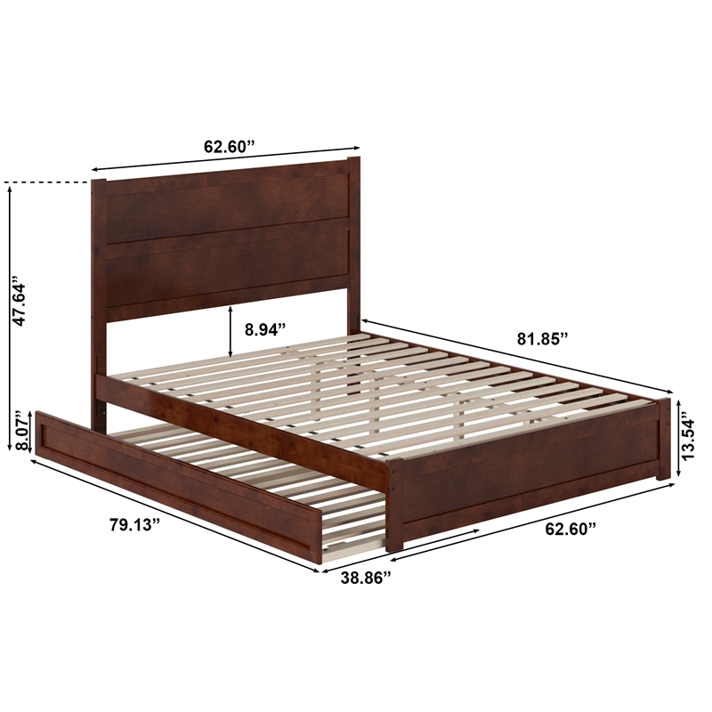 Aveline Queen Platform Bed with Matching Footboard & Twin XL Trundle in Walnut