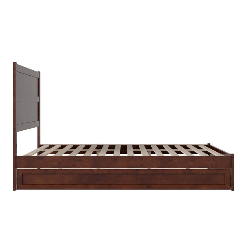 Aveline Queen Platform Bed with Matching Footboard & Twin XL Trundle in Walnut