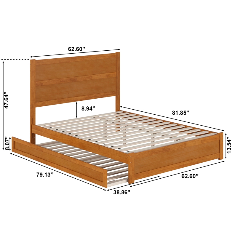 Aveline Queen Platform Bed with Matching Footboard & TXL Trundle in Light Toffee