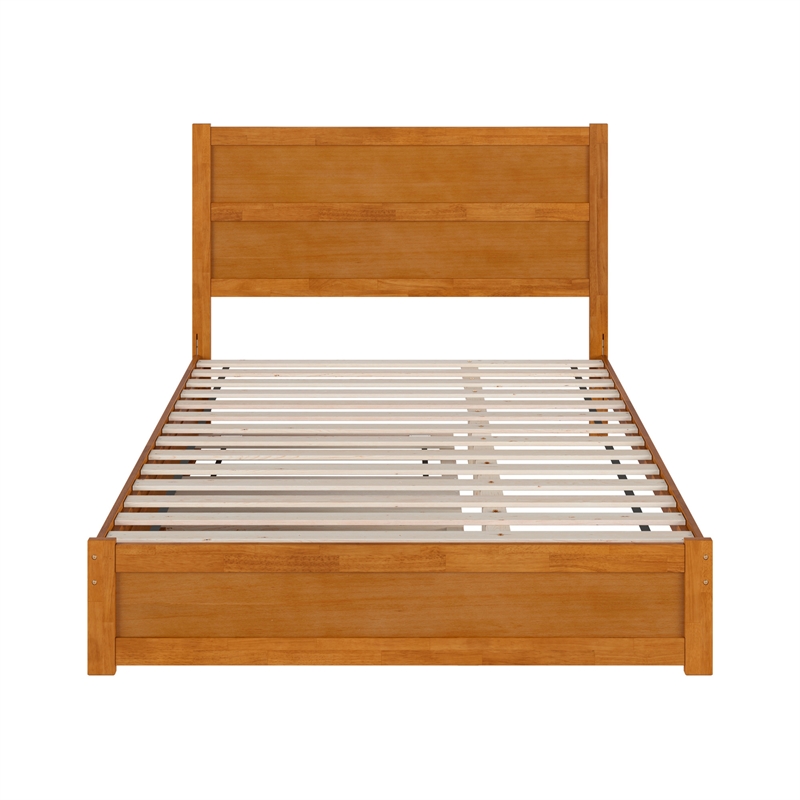 Aveline Queen Platform Bed with Matching Footboard & TXL Trundle in Light Toffee